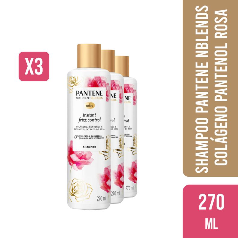 3 Shampoo Pantene NBlends Colageno Pantenol Rosa 270ml-0