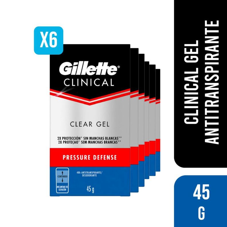 6 Gel Antitranspirante Gillette Clinical 45g-0