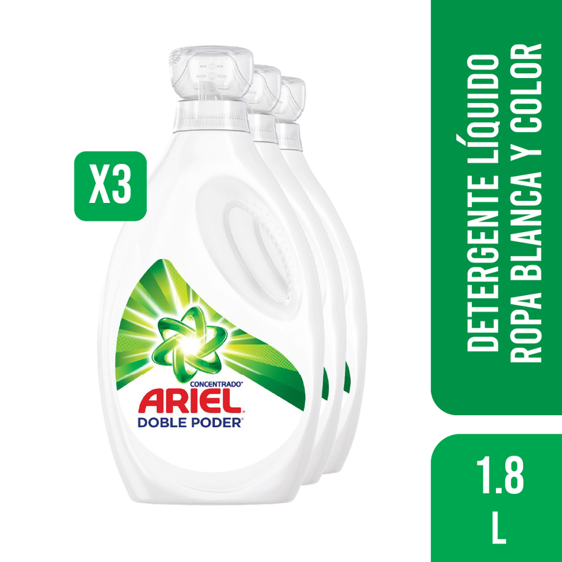 Pack 3 Detergente Líquido Ariel Doble Poder Concentrado 1.8L-0