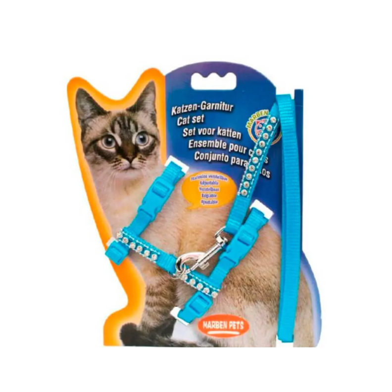 Arnés Azul con Correa Para Gato-0