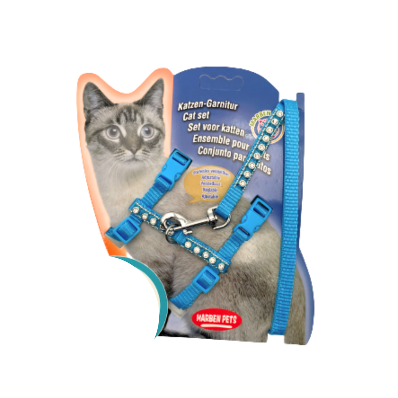 Arnés Azul con Correa Para Gato-1