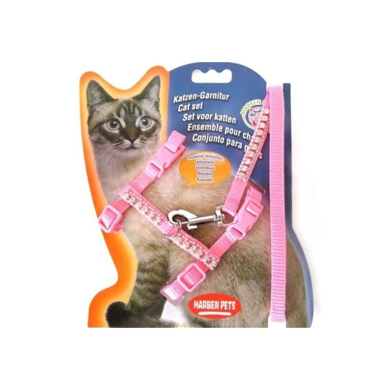 Arnés Rosa con Correa Para Gato-0