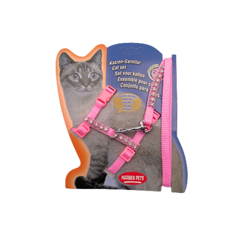 Arnés Rosa con Correa Para Gato-1