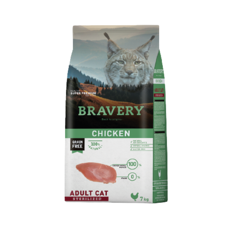 Bravery Pollo Gato Esterilizado Adulto 7kg-0