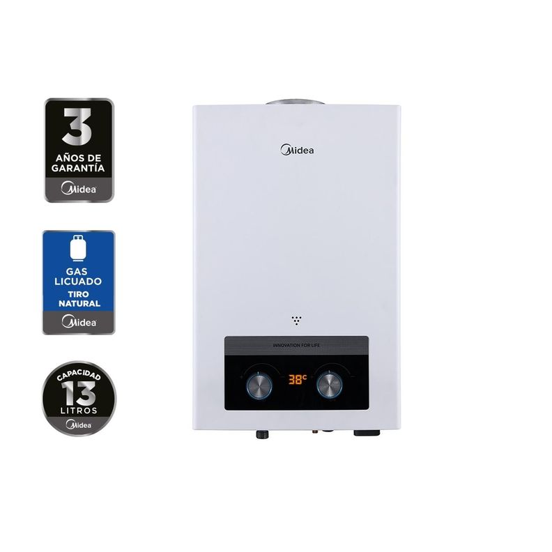 Calefont Midea 13 Litros Tiro Natural Gas Licuado-1