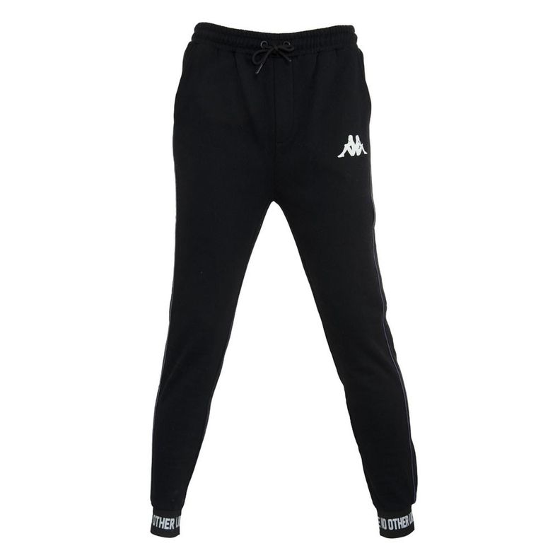 Pantalon Hombre Kappa Negro Logo Blanco-0