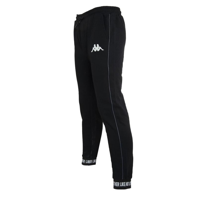 Pantalon Hombre Kappa Negro Logo Blanco-1