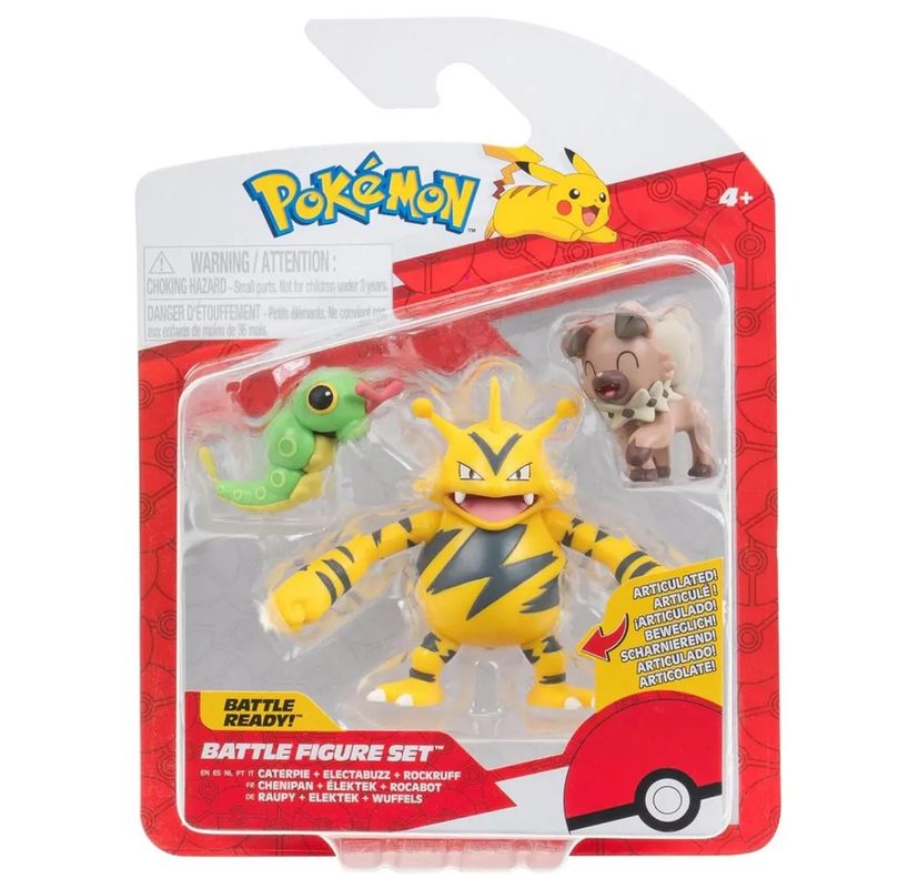 Set Figuras De Batalla Pokemon - Caterpie - Electabuzz - Rockruff PKW3892 Amarillo 44