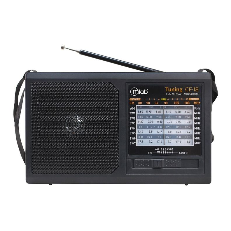 Radio FM Mlab Tuning CF-18 9 Bandas Bateria Recargable Negro