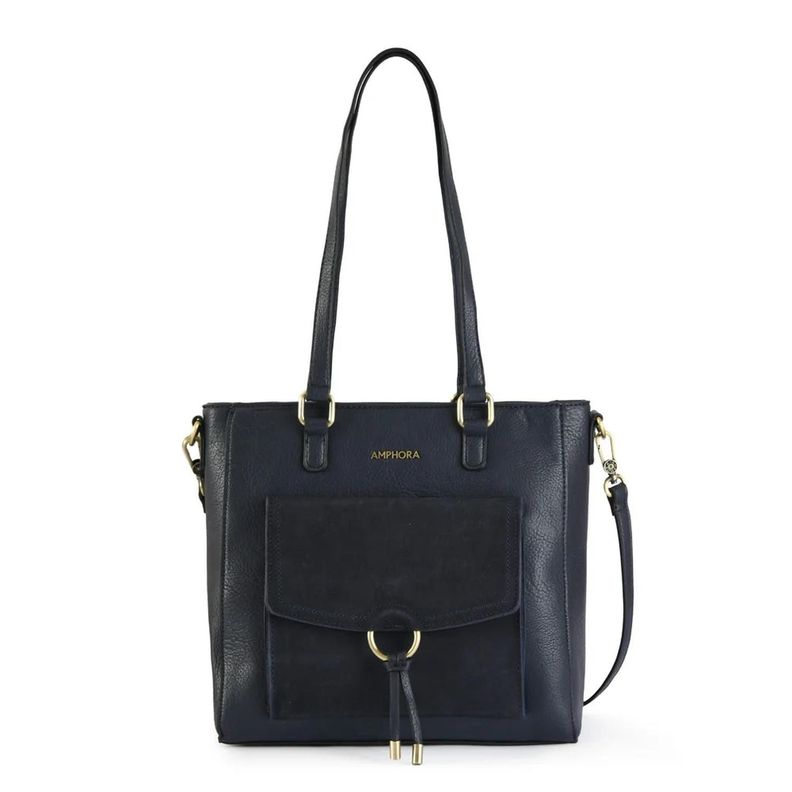 Cartera Dos Asas Mediana Lya Azul Oscuro Amphora-0
