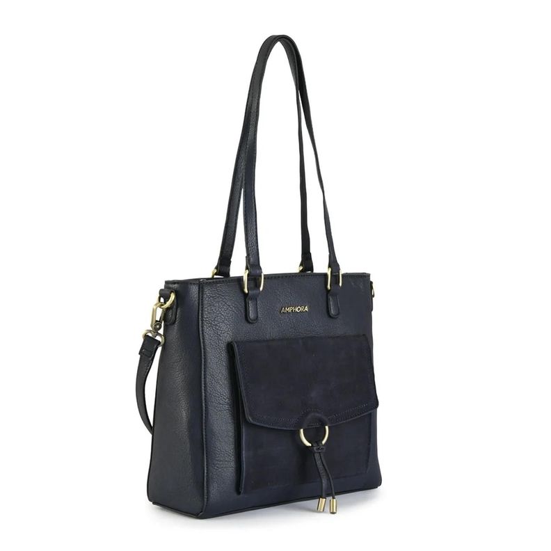 Cartera Dos Asas Mediana Lya Azul Oscuro Amphora-1