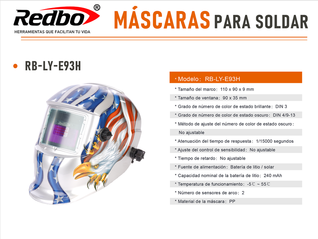 MASCARA DE SOLDAR FOTOSENSIBLE RB-LY93H REDBO-4