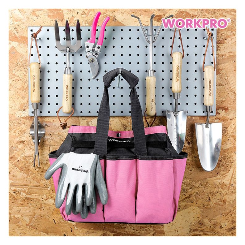 JUEGO DE HERRAMIENTAS JARDIN 7 PIEZAS BOLSO ROSADO-4
