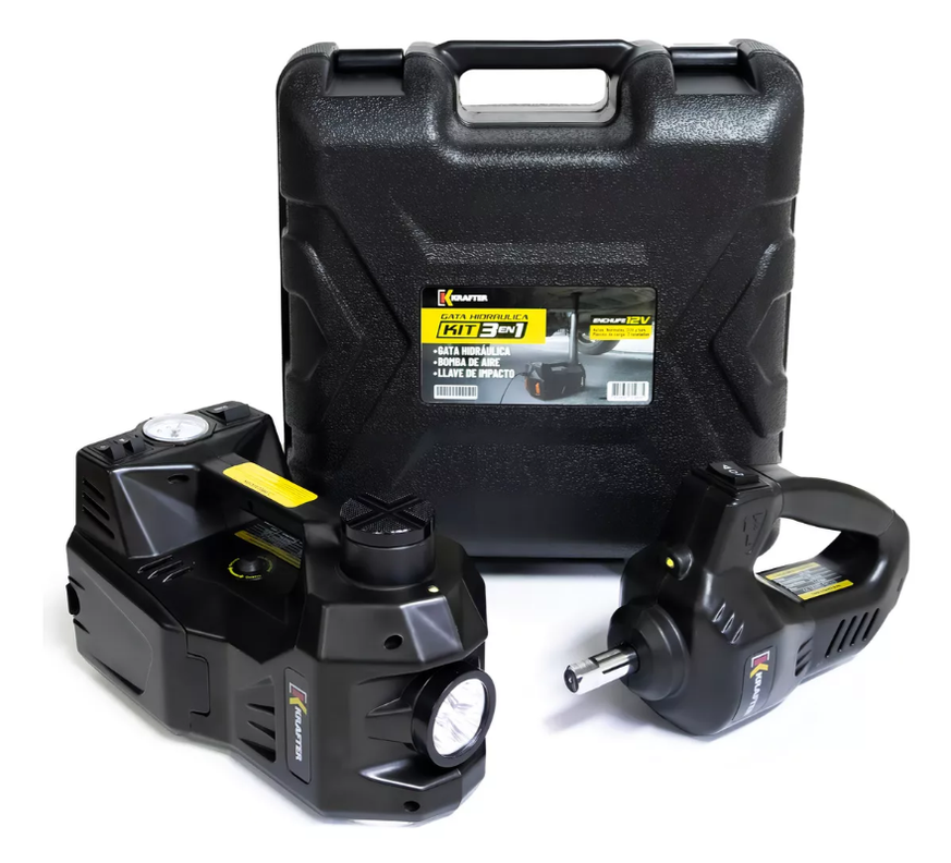 Gata Hidráulica Krafter Kit 3 En 1 Compresor Y Llave Impacto-1