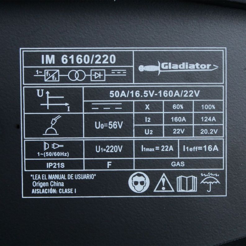 Soldadora Inverter MIG 160amp IM 6160 Gladiator-7