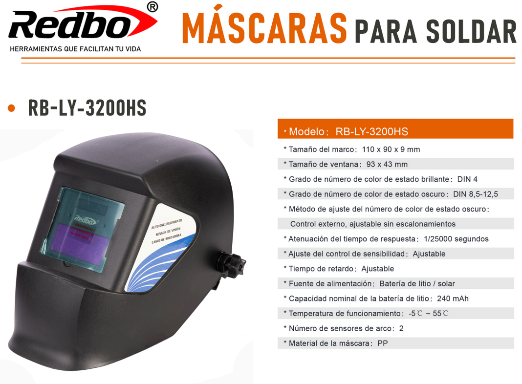 MASCARA DE SOLDAR FOTOSENSIBLE RB-LY-3200HS REDBO-4