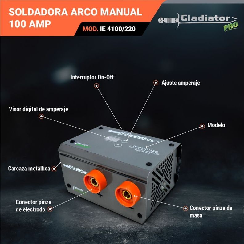 Soldadora Inverter Arco Manual 100amp IE 4100/220 Gladiator-7