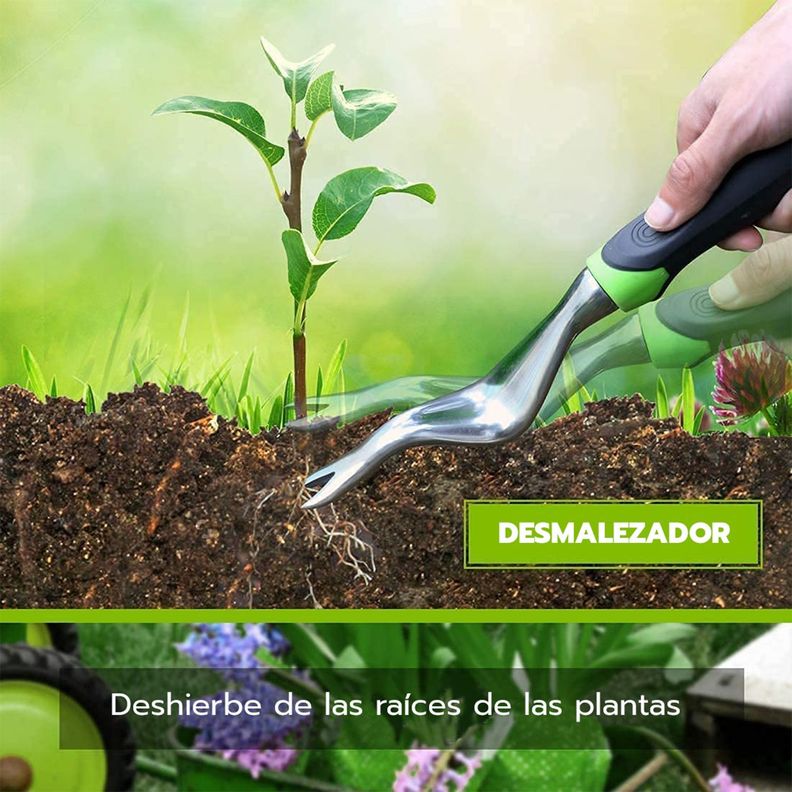 JUEGO HERRAMIENTAS JARDIN 5 PIEZAS (BOLSO VERDE)-2