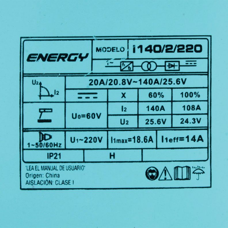 Soldadora Inverter Arco Manual 140amp Energy-7