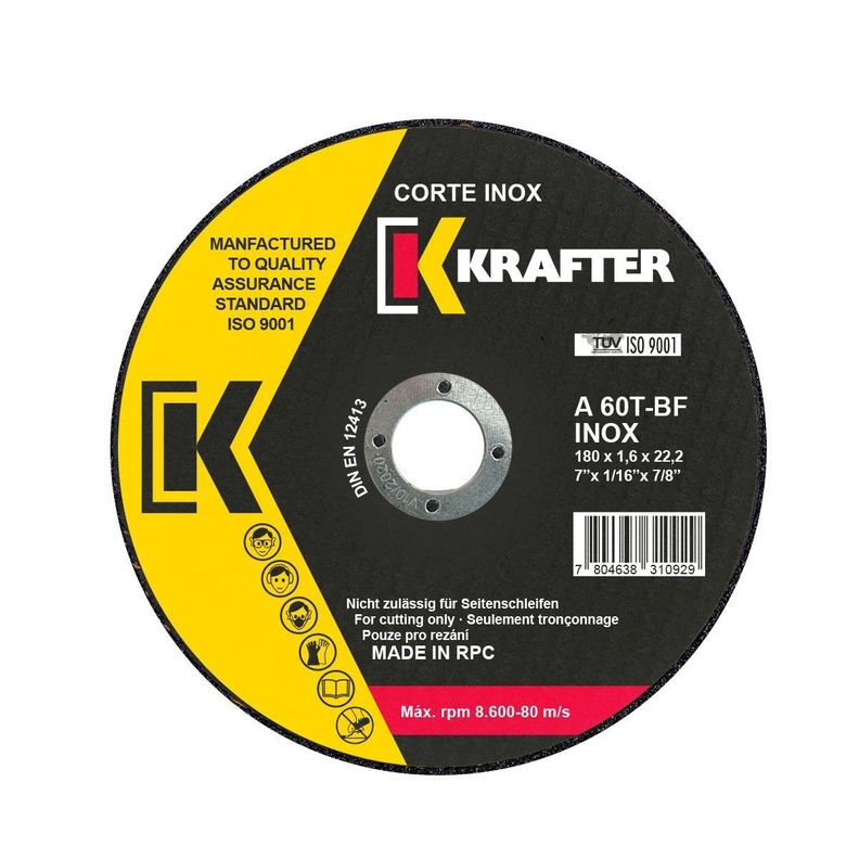 DISCO CORTE INOX 7' PROFESIONAL CAJA 25 UNIDADES KRAFTER-0