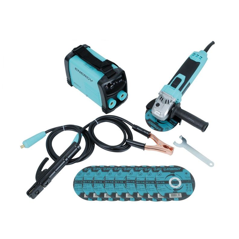 Soldadora 140 Amp + Esmeril 4 1/2 +10 Discos de Corte Energy-0
