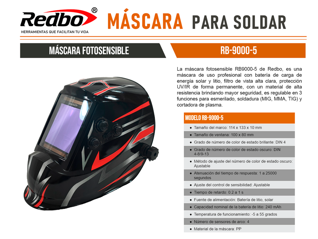 MASCARA DE SOLDAR FOTOSENSIBLE IRON MASK XL REDBO-5