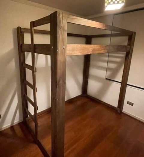 Cama alta madera pino-2