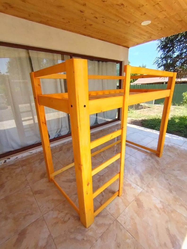 Cama alta madera pino-3