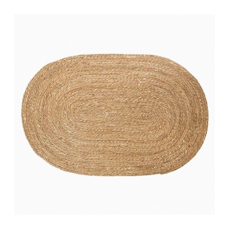 Alfombra Ovalada 120x80 Yute Natural Tejido Interior Exter-0