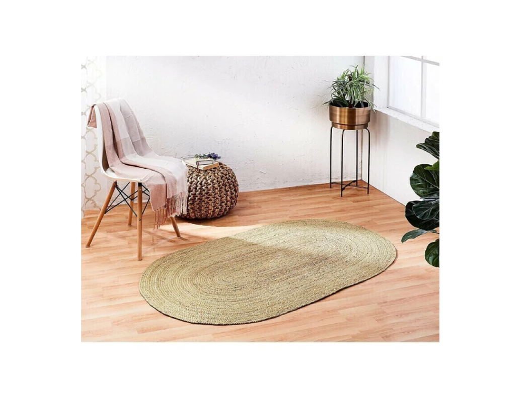 Alfombra Ovalada 120x80 Yute Natural Tejido Interior Exter-2