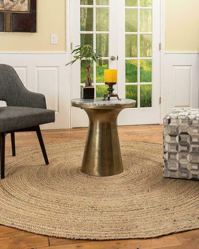 Alfombra Redonda 120cm Yute Natural Tejido Interior Exterior-1