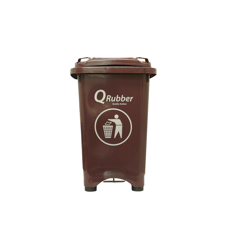 Basurero Contenedor Basura 50 lts. con pedal café QRubber-0