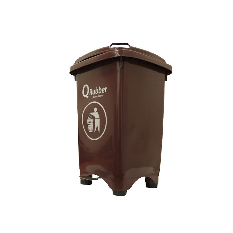 Basurero Contenedor Basura 50 lts. con pedal café QRubber-1