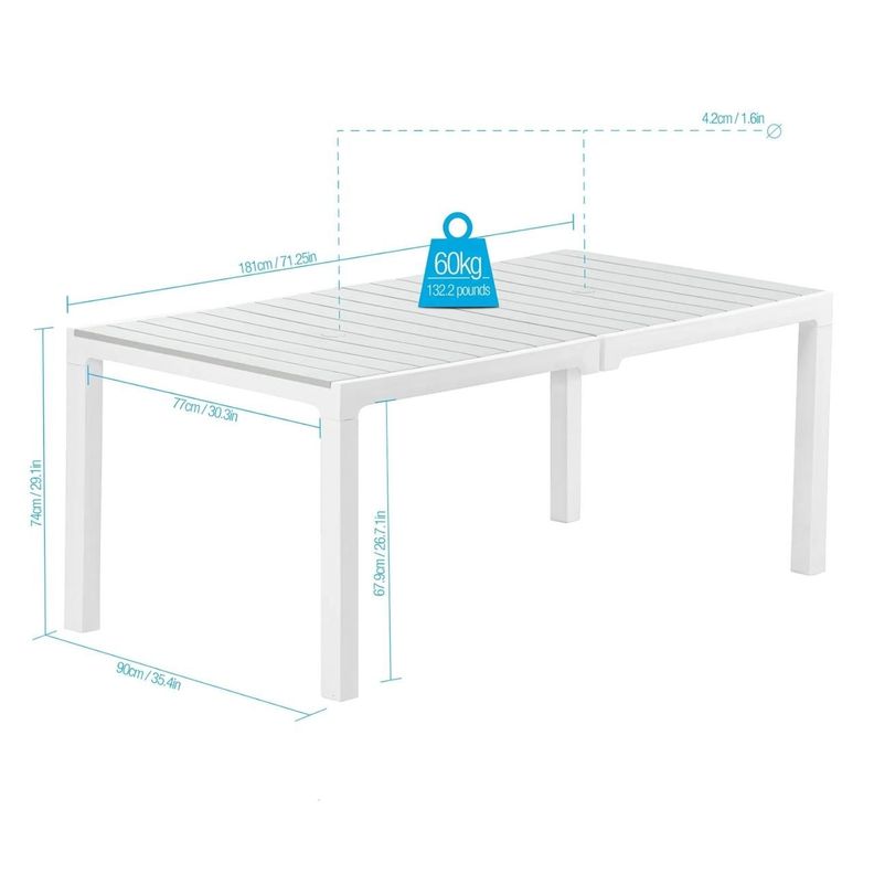 Mesa Rectangular Madeira Símil Madera Plateada MQ QRubber-1