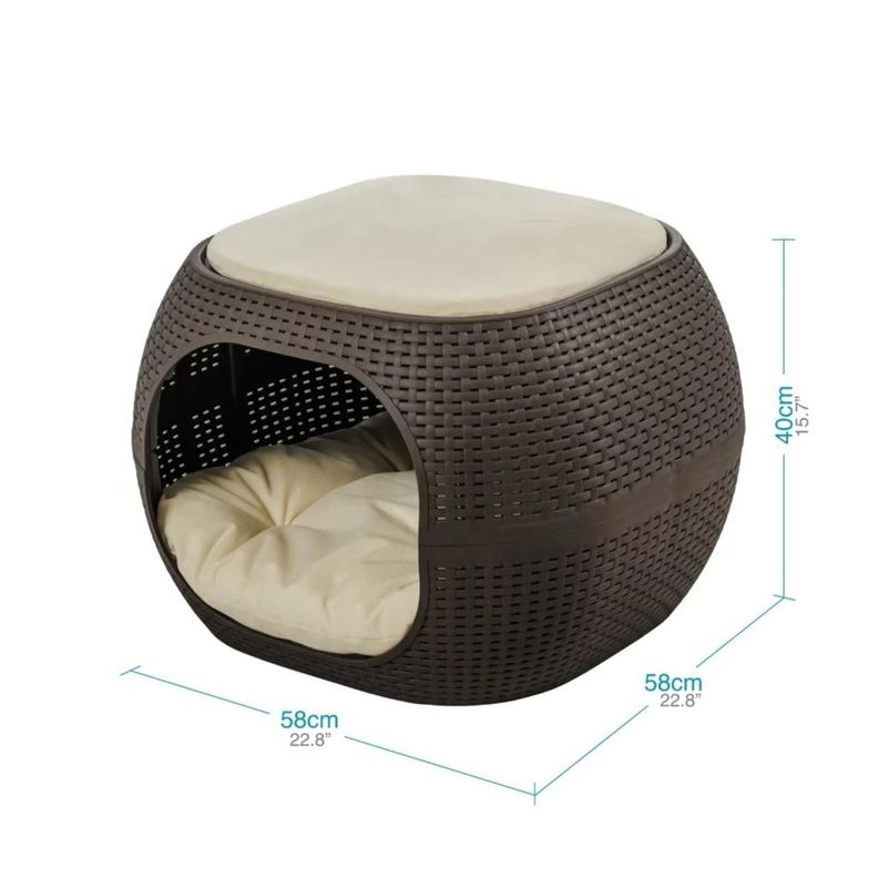 Cama Mascotas Perro/Gato Acolchada tipo Rattán MQ QRubber-4