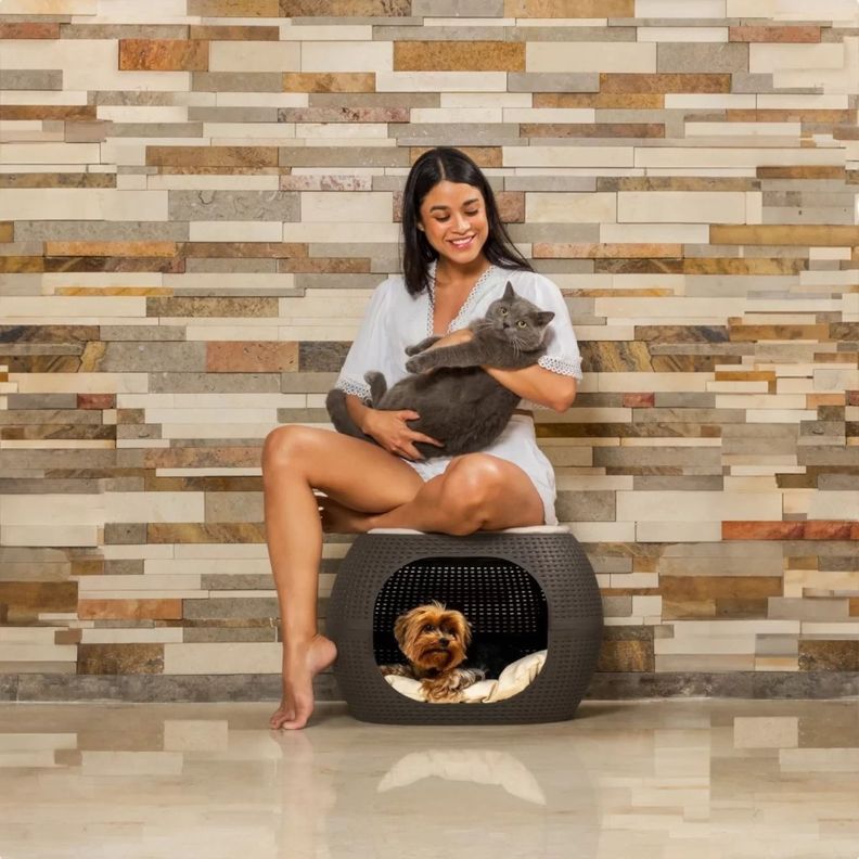 Cama Mascotas Perro/Gato Acolchada tipo Rattán MQ QRubber-6