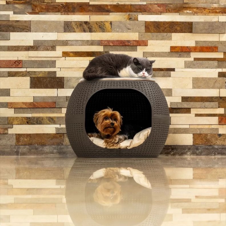 Cama Mascotas Perro/Gato Acolchada tipo Rattán MQ QRubber-7