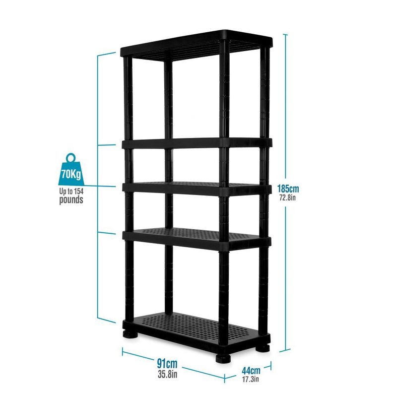 Estantería Modular 5 Niveles Superforte Negro MQ QRubber-5