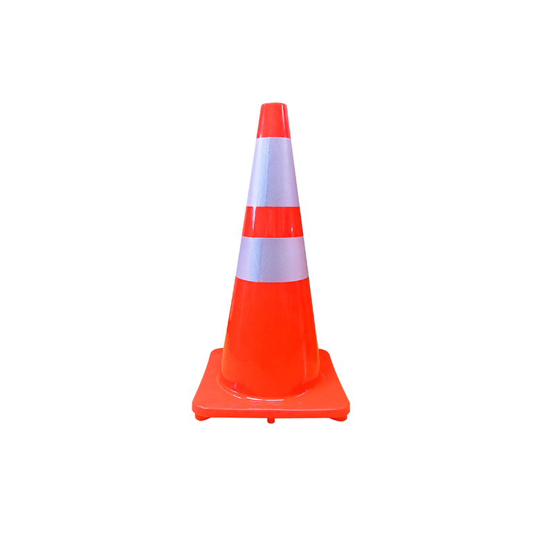 Cono Vial 70cm 2 Cintas Base Normal Peso Ligero QRubber Naranjo