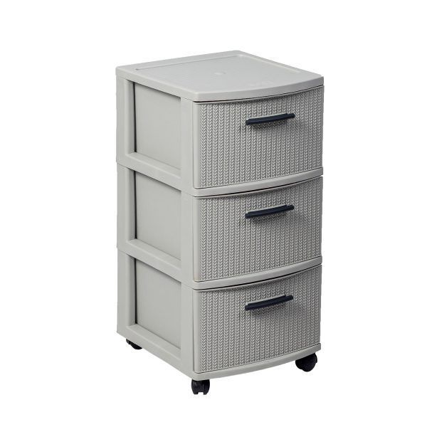 Cajonero 3 Niveles Crochet Gris tipo Rattán MQ QRubber-0