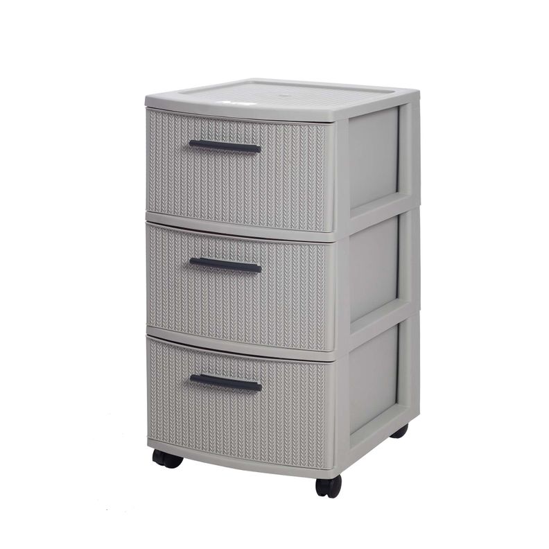 Cajonero 3 Niveles Crochet Gris tipo Rattán MQ QRubber-1