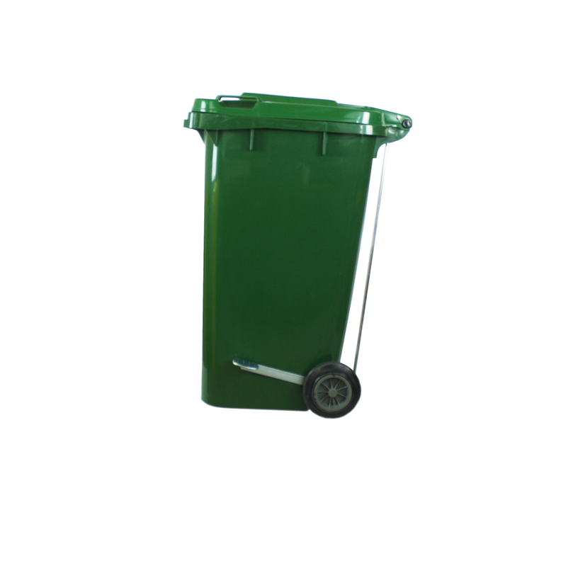 Basurero Contenedor Basura 240 lts. con pedal verde QRubber-1