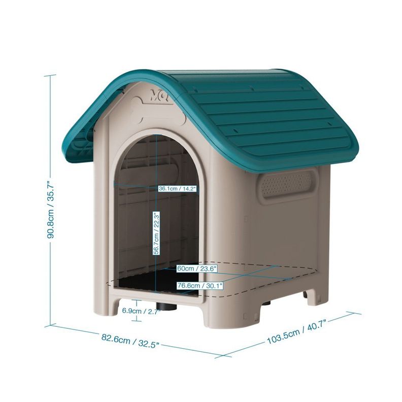 Casa Mascotas Perro Raza Grande Turquesa MQ QRubber-5