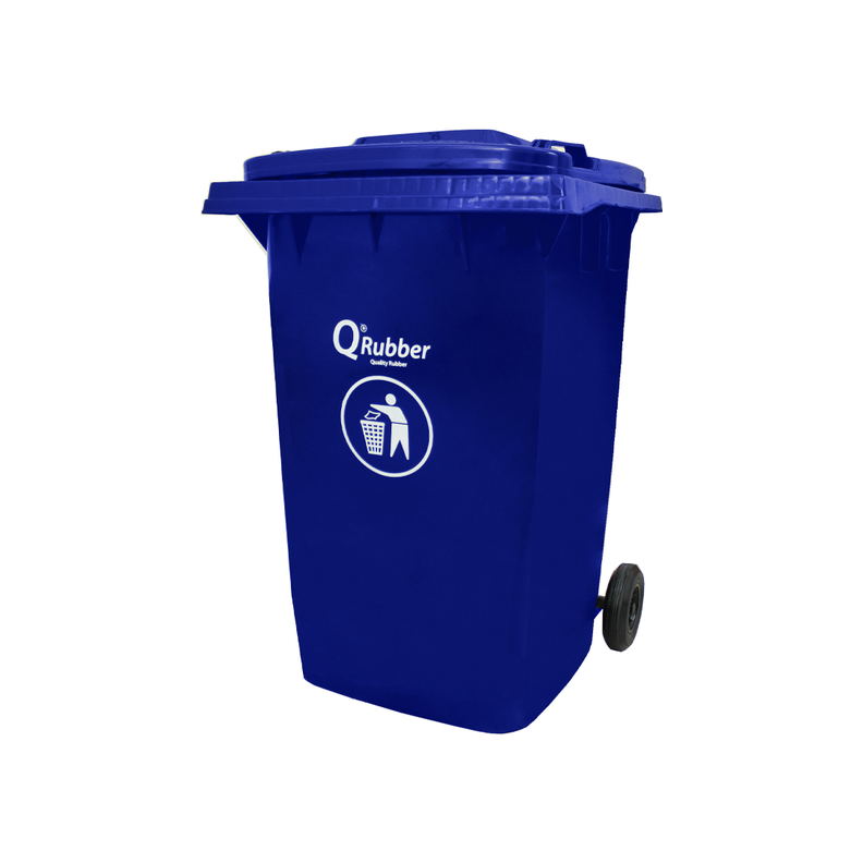 Basurero Contenedor Basura 360 lts. azul QRubber-0
