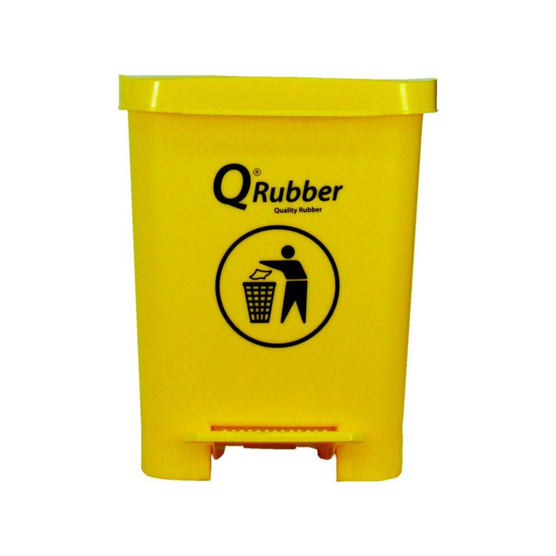 Basurero Contenedor Basura 30lts. amarillo con pedal Qrubber-1