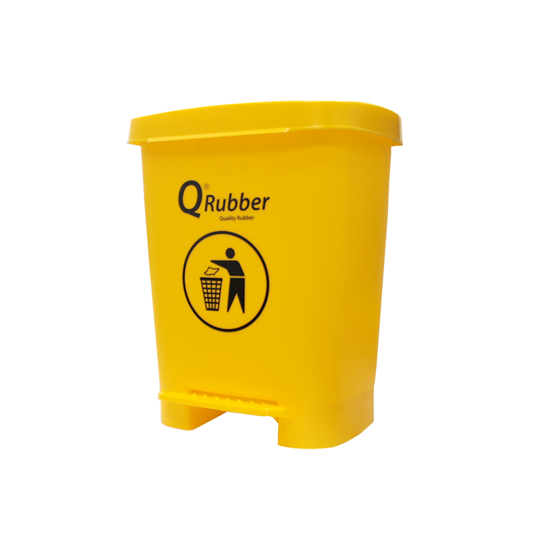 Basurero Contenedor Basura 30lts. amarillo con pedal Qrubber-0