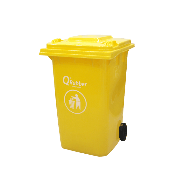 Basurero Contenedor Basura amarillo 360lts QRubber-0
