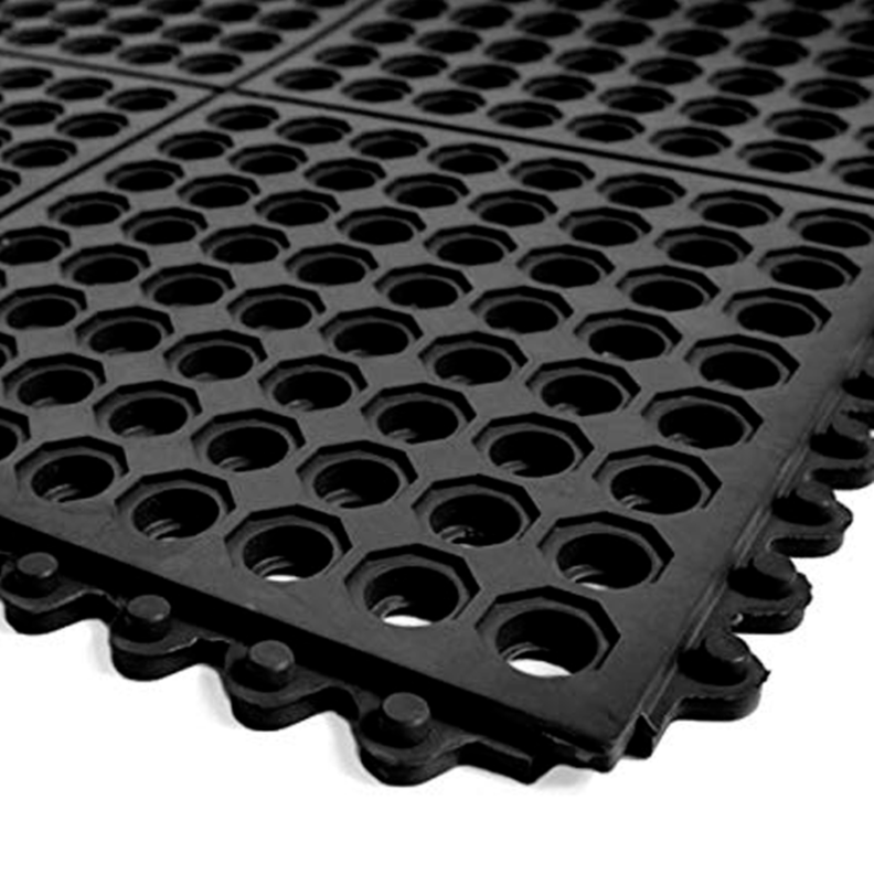 Piso Drenaje Con Union Orificio 90x90cm Qrubber Negro
