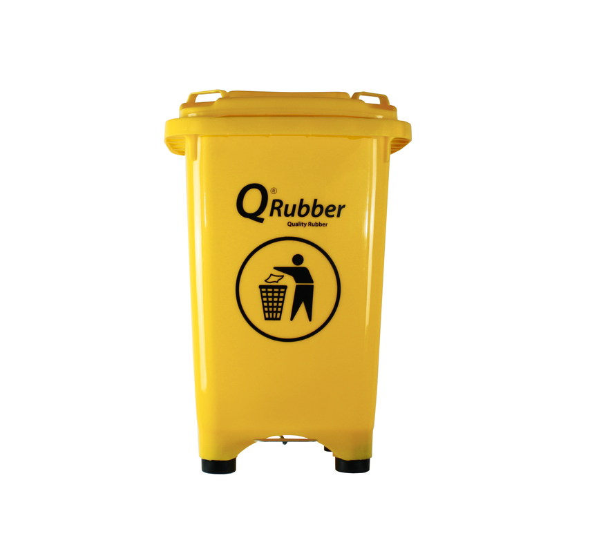 Contenedor de Basura 50 lts. con pedal amarillo QRubber-0