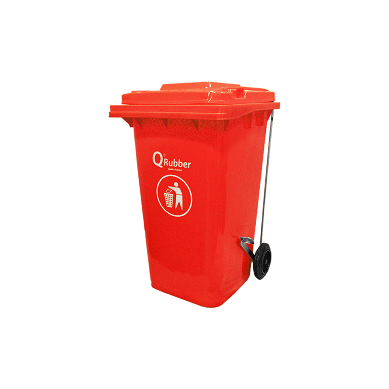 Basurero Contenedor Basura 240 lts. rojo con pedal QRubber-0